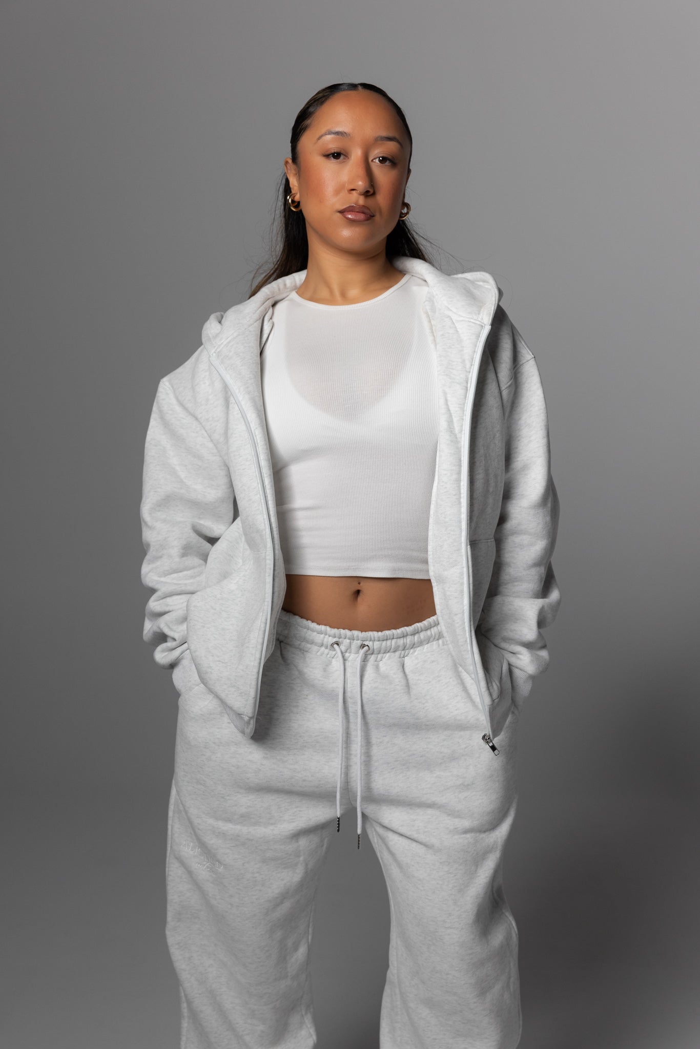 Unisex Soft Set Zip Up Hoodie - Cloud