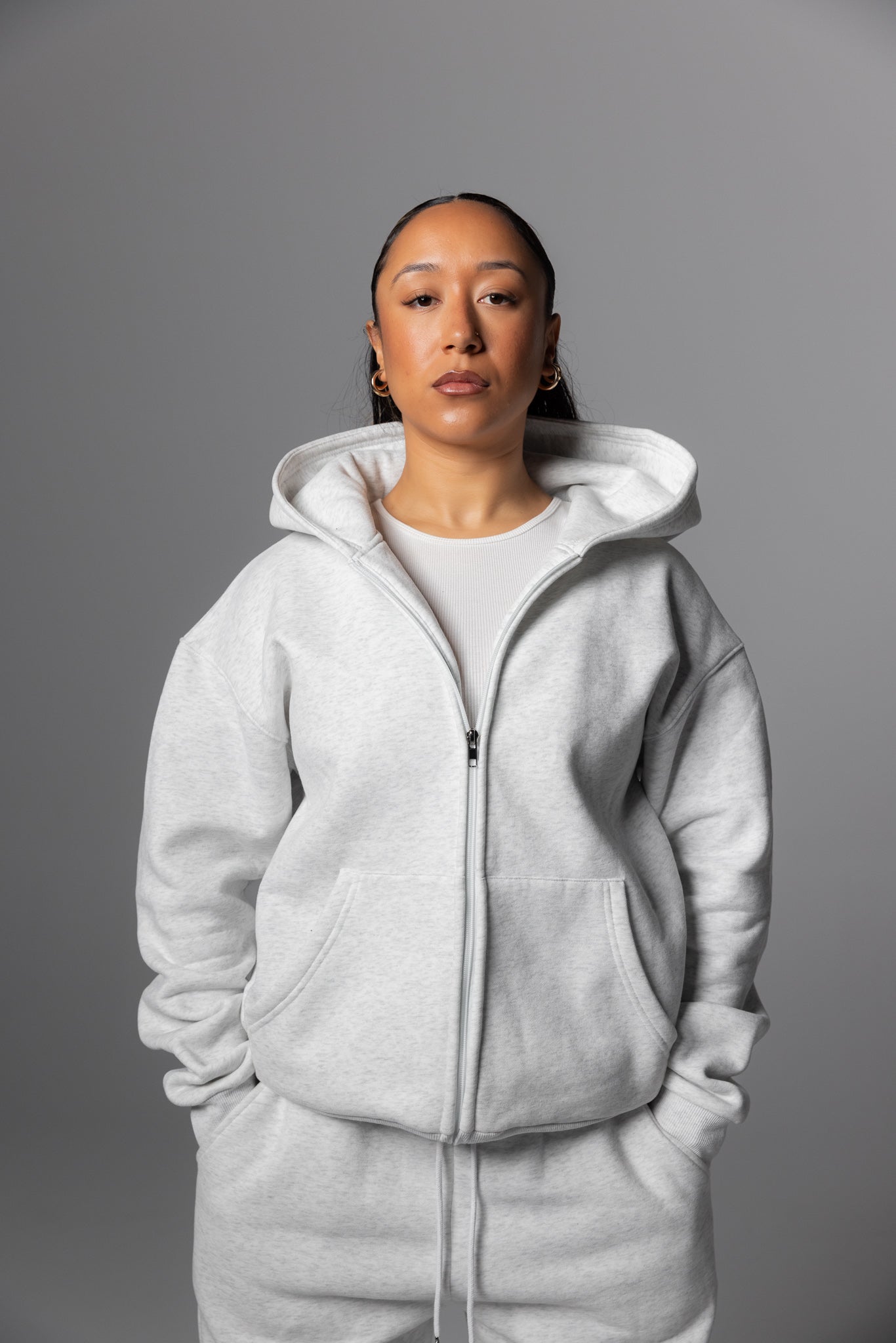Unisex Soft Set Zip Up Hoodie - Cloud